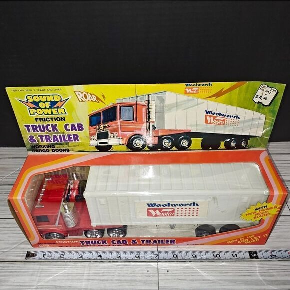 Friction 1970’s Woolco Woolworth Semi Truck Cab & Trailer Collectible Toy Rare - Picture 8 of 8